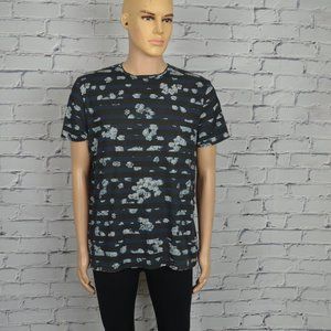 Mens All Saints Stripe Floral graphic tee t-shirt